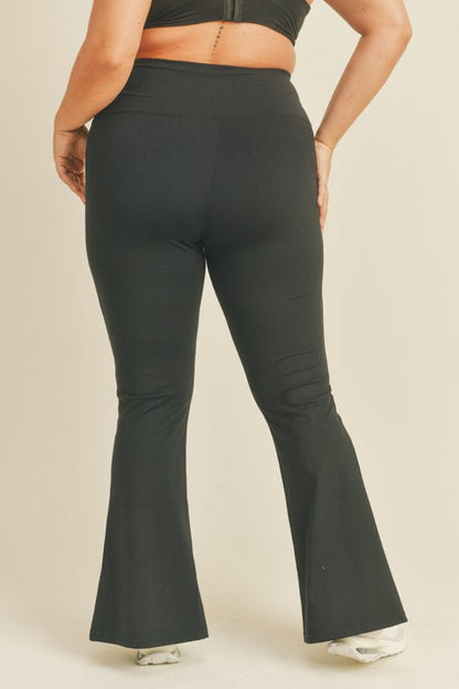 Kimberly C Full Size Slit Flare Leg Pants in Black