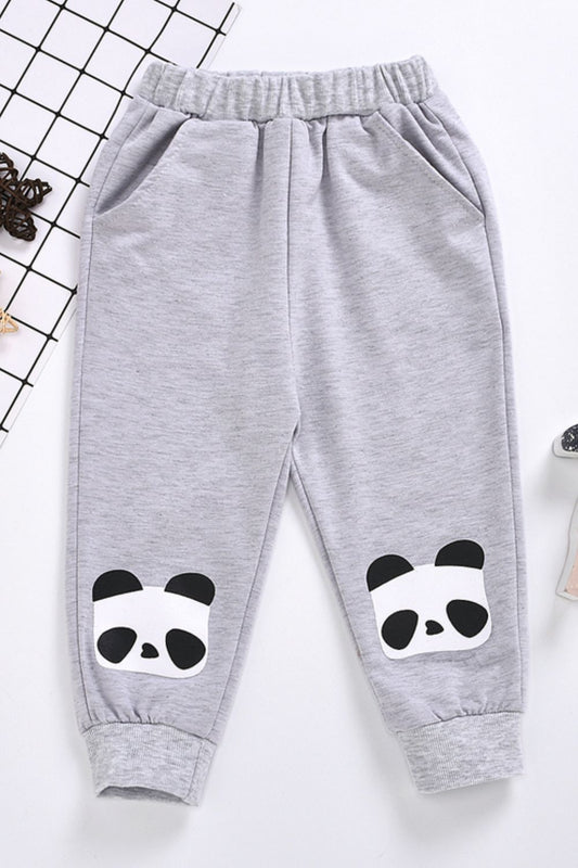 Pantalon de jogging à motif panda pour enfants avec poches