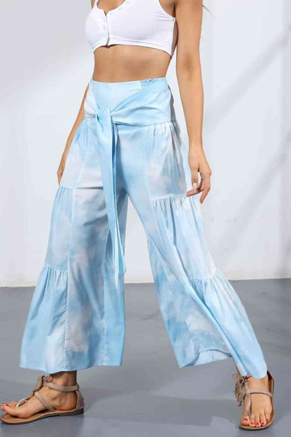 Printed Tie-Front Culottes