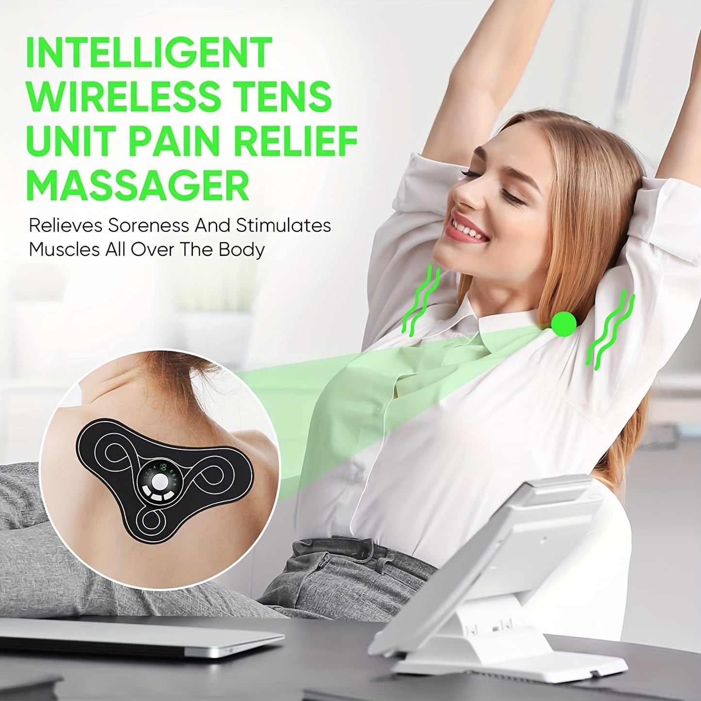 Wireless TENS & EMS Unit Back Pain Relief Massager, Intelligent Mini Neck And Back Massager, Electromagnetic Shaper Massager For Back Shoulder Leg Neck Pain Relief