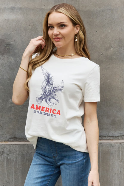 T-shirt en coton graphique Simply Love AMERICA ESTABLISHED 1776