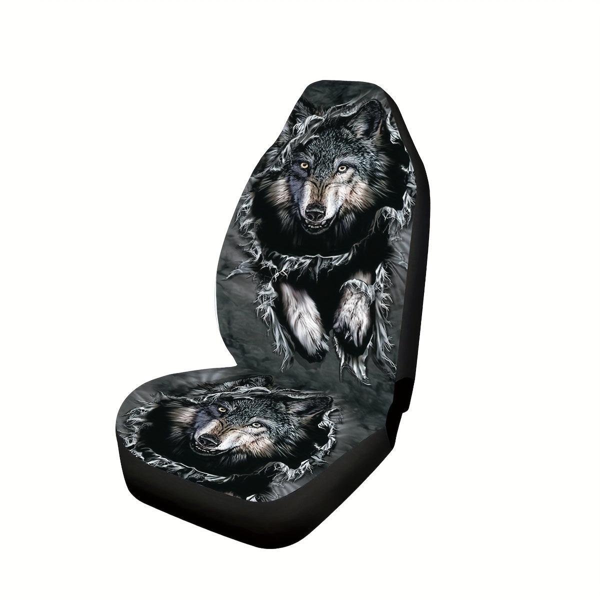 Upgrade Your Car Interior with a Stylish Denim Wolf Print Universal Seat Cover