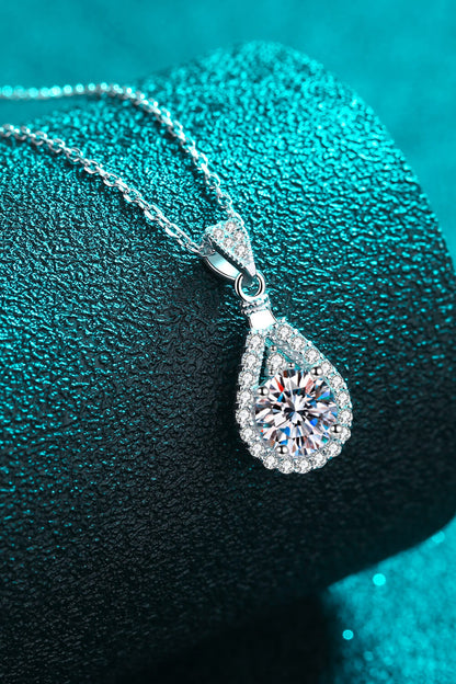 Collier chaîne avec pendentif en forme de larme Moissanite de 1 Carat