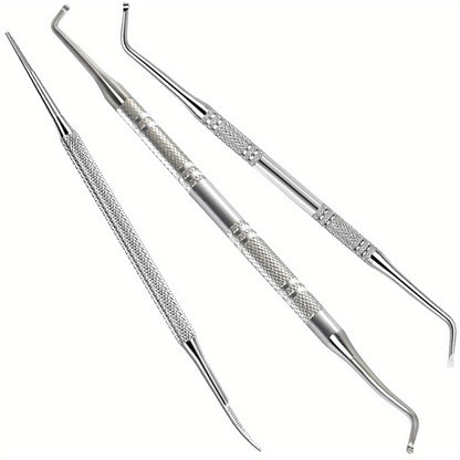 3pcs Professional Stainless Steel Ingrown Toenail Tool Kit - Includes File and Lifters for Pain-Free Nail Treatment and Pedicure