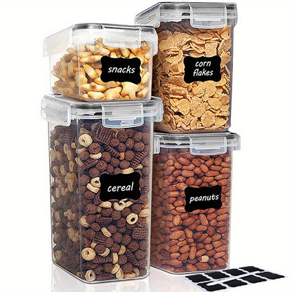 4/8pcs Airtight Food Storage Containers Set - BPA Free Kitchen Pantry Storage Canisters With Lids For Flour, Sugar, Cereal & Dry Food - With Lables & Labels Included!