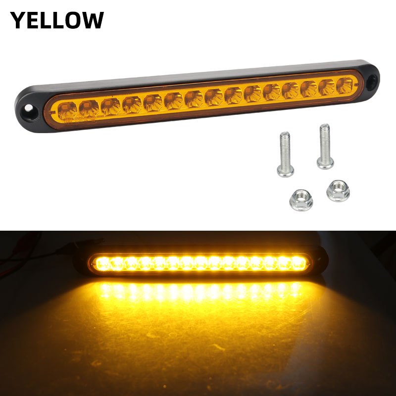 1pc 12V 24V Car Light Bar Side Marker Turn Signal Universal Stop Warning Lamp High Mount For Car External Lights Trailer Truck Lorry Red White Yellow