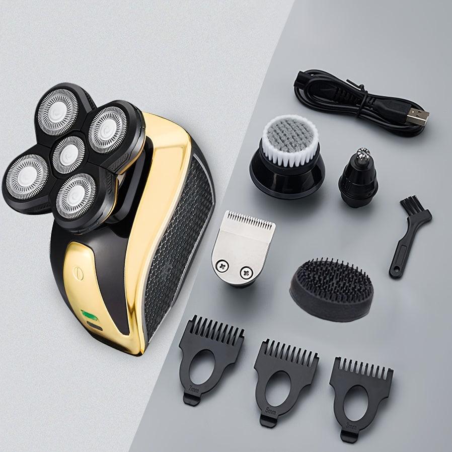 The Ultimate Electric Hair & Skin Care Kit: Rechargeable Cordless Razor, Clippers, Nose Trimmer, Brush & Massager for Men!