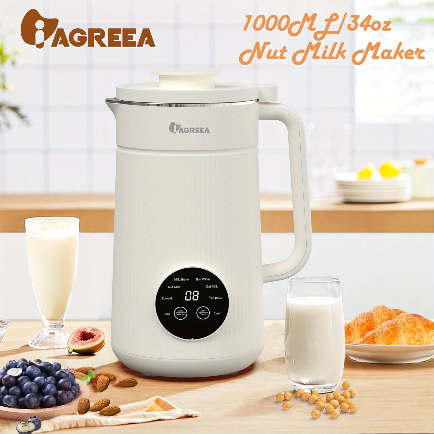 34oz/1000ml Heavy-Duty Blender - Make Delicious Soy Milk, Nut Milk, Coffee Juice & More!