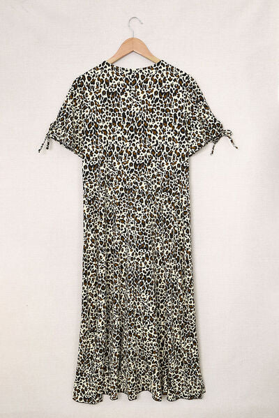 Plus Size Leopard Print Ruffled Midi Dress