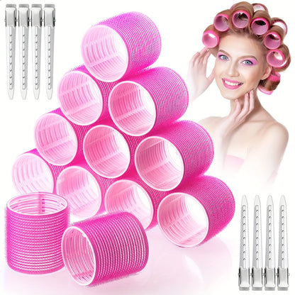 Bigoudis géants 24 pièces : rouleau à cheveux auto-agrippant pour cheveux longs, moyens, courts, épais, fins, franges et volume – Rouleau à cheveux DIY 