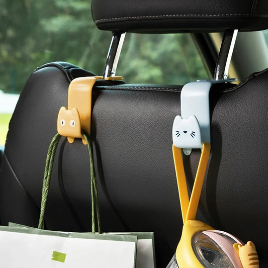 2pcs Cartoon Anime Animal Car Seat Hooks - Perfect for Purses, Bags, Coats, Umbrellas & More!