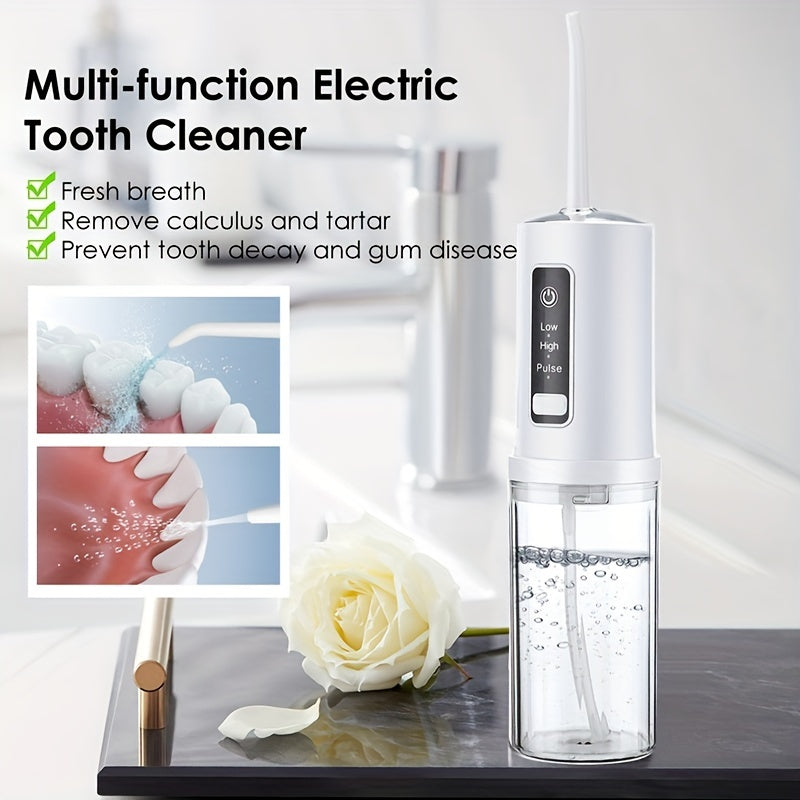 230ml Rechargeable Portable Floss Irrigator - 4-in-1 Oral Irrigator with 3 Modes for Daily Teeth Care - Perfect for Men and Women - Keep Your Teeth Clean and Healthy