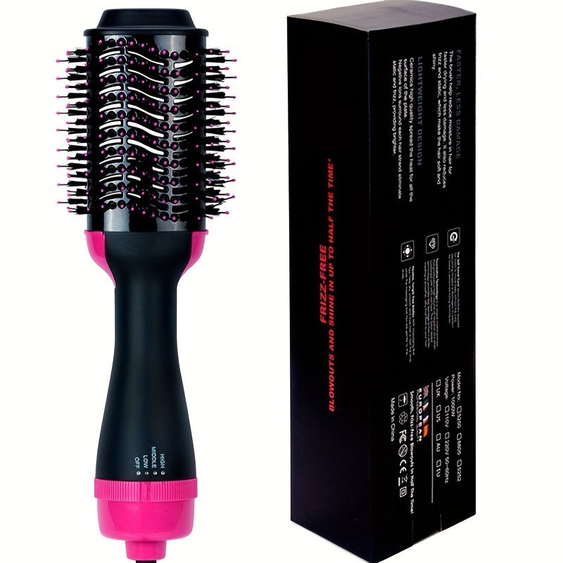 4-in-1 Hair Styling Tool: Hair Dryer Brush, Ceramic Oval Barrel, Volumizer & Straightener - Perfect for All Hair Types!