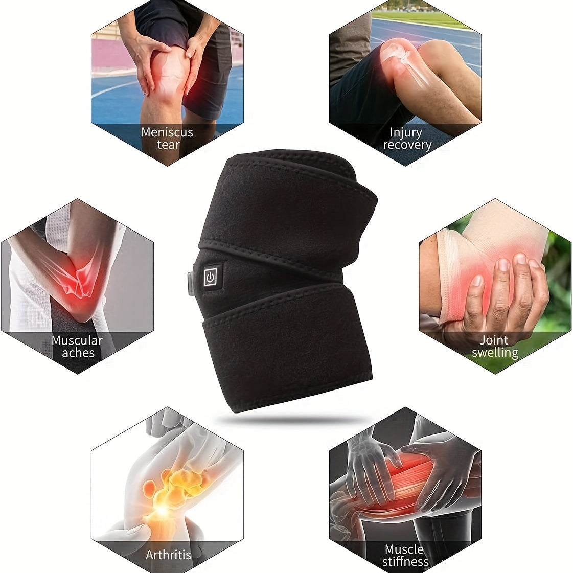 Stay Warm & Pain-Free: Heated Knee Brace Wrap Support with 3 Adjustable Temperatures for Elderly in Cold Weather & Heat Therapy for Knee Pain Relief