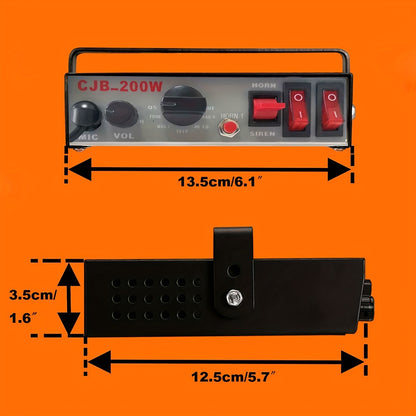 200W 12V PA System with 9 Tones - Perfect for Police, Ambulance, Firefighting & Construction Vehicles!