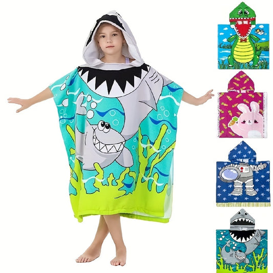 1pc Super Soft & Absorbent Hooded Cloak Bath Towel - Quick Dry for Kids!