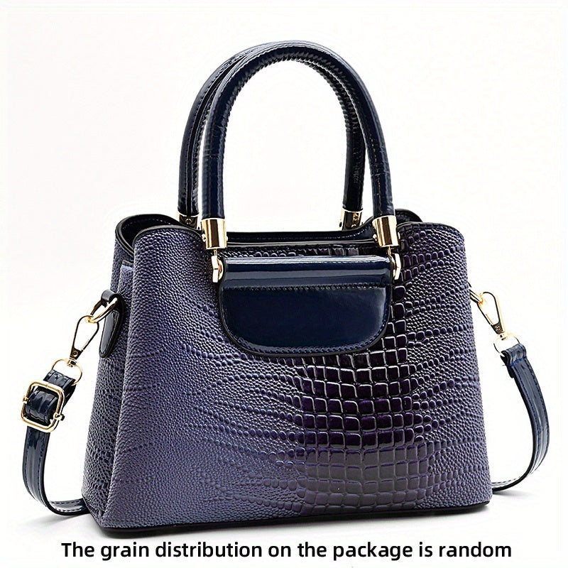 Stylish Women's Crocodile Embossed Faux Leather Crossbody Bag - Trendy & Removable Strap!