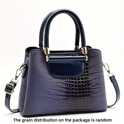 Stylish Women's Crocodile Embossed Faux Leather Crossbody Bag - Trendy & Removable Strap!