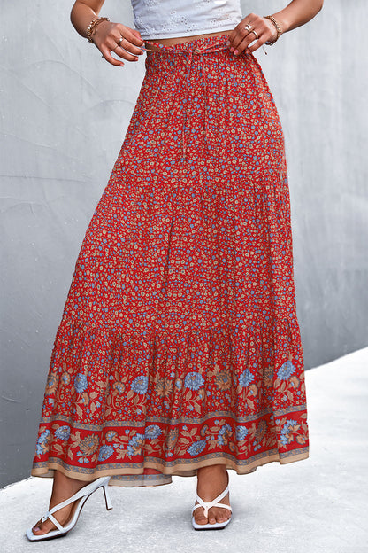 Floral Tied Maxi Skirt