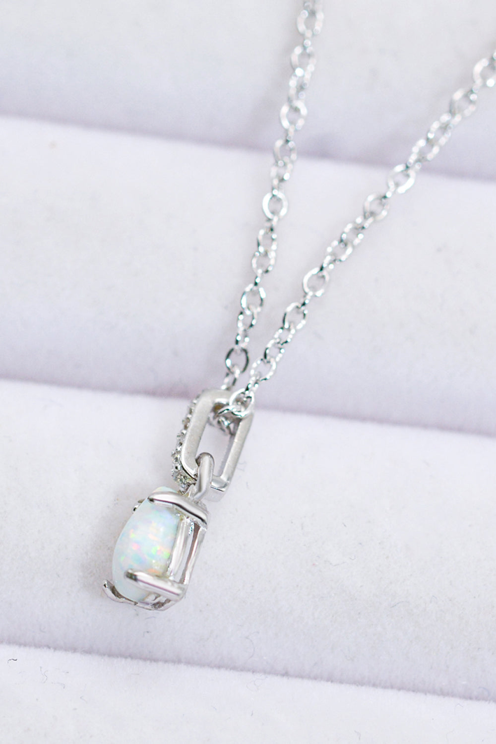 Opal Pendant 925 Sterling Silver Chain-Link Necklace