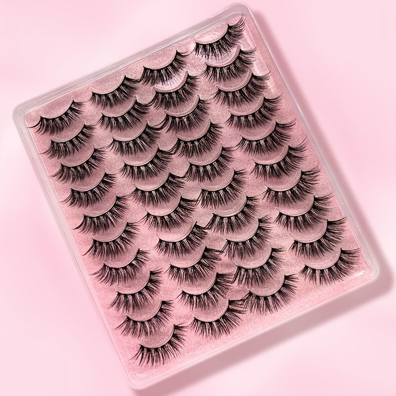 20 Pairs False Eyelashes 3D Faux Mink Lashes Natural Look Wispy Fake Eyelashes Fluffy Volume Long Thick Lashes