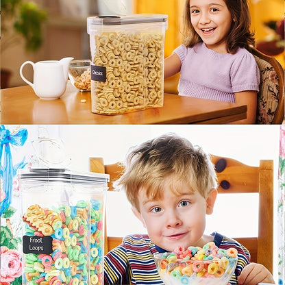 2/4pcs Cereal Storage Container Set, BPA Free Plastic Airtight Food Storage Containers 2.5L/88 Oz For Cereal, Snacks And Sugar With 24 Labels