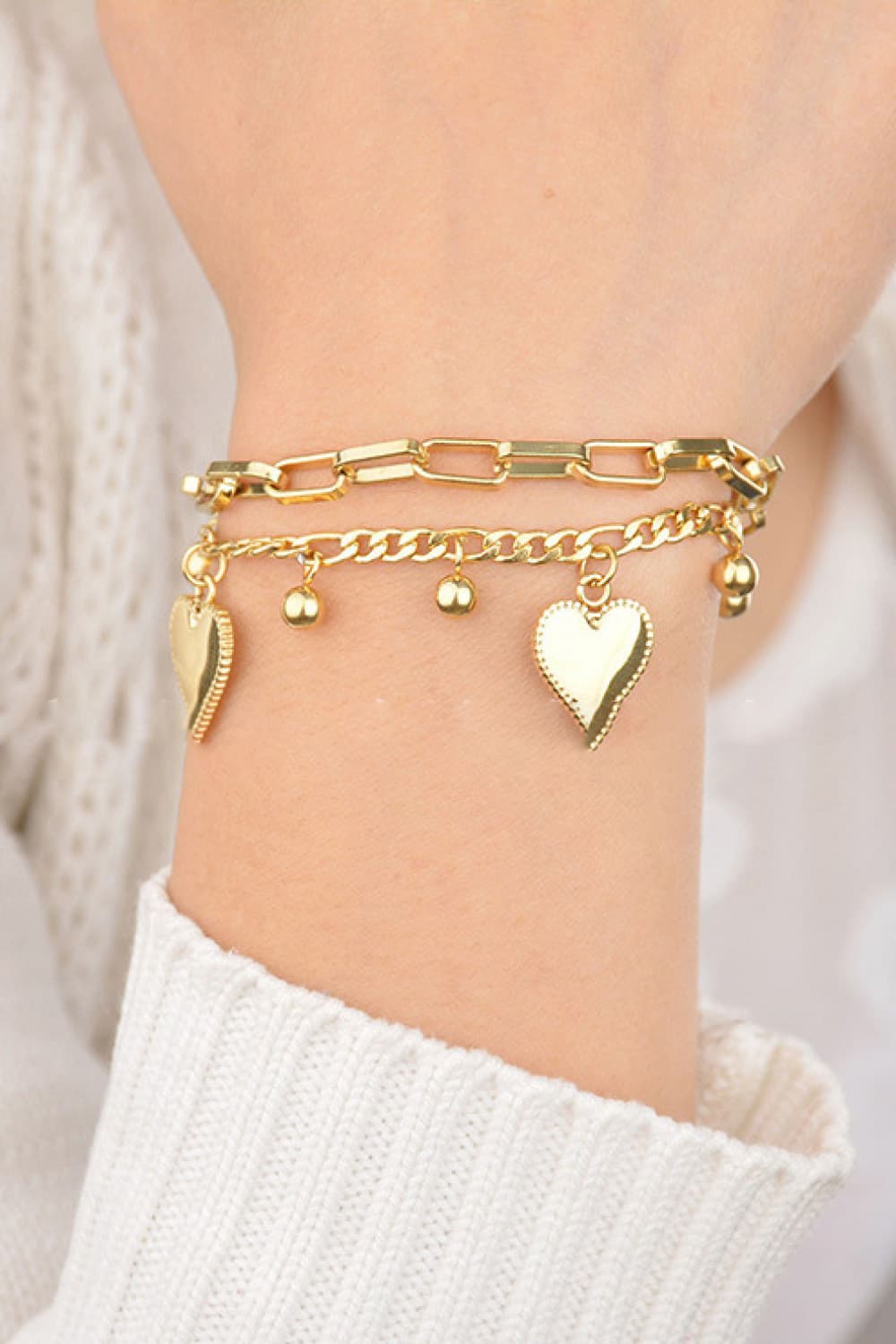 Pulsera de acero inoxidable con dije de corazón