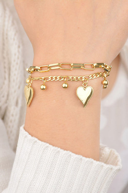 Pulsera de acero inoxidable con dije de corazón