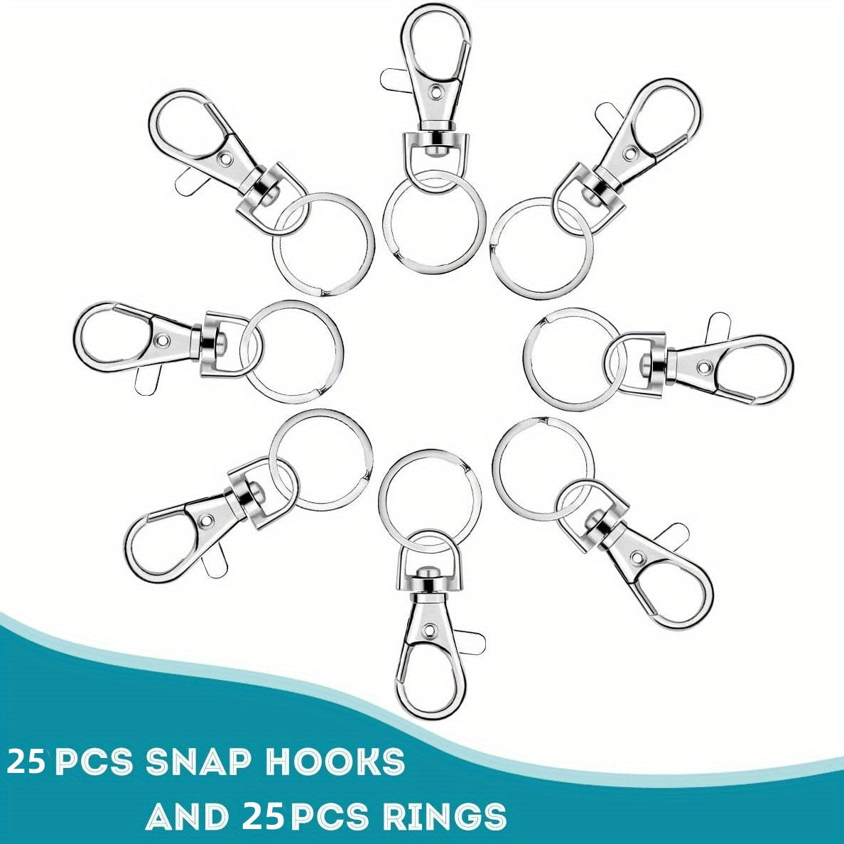 50pcs Key Chain Hooks & Rings Set - Perfect for DIY Hanging Rope Jewelry!