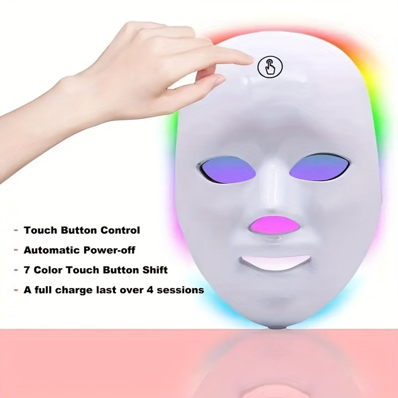 Masque photonique LED 7 couleurs : soins du visage rechargeables pour le vieillissement et le rajeunissement - Touch 7 Colours Spa ! 