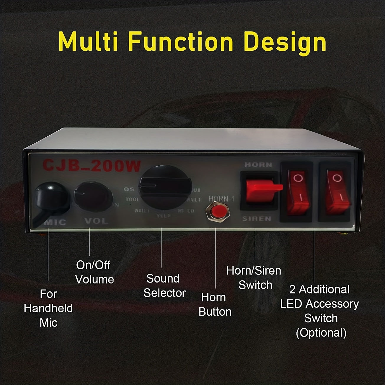 200W 12V PA System with 9 Tones - Perfect for Police, Ambulance, Firefighting & Construction Vehicles!