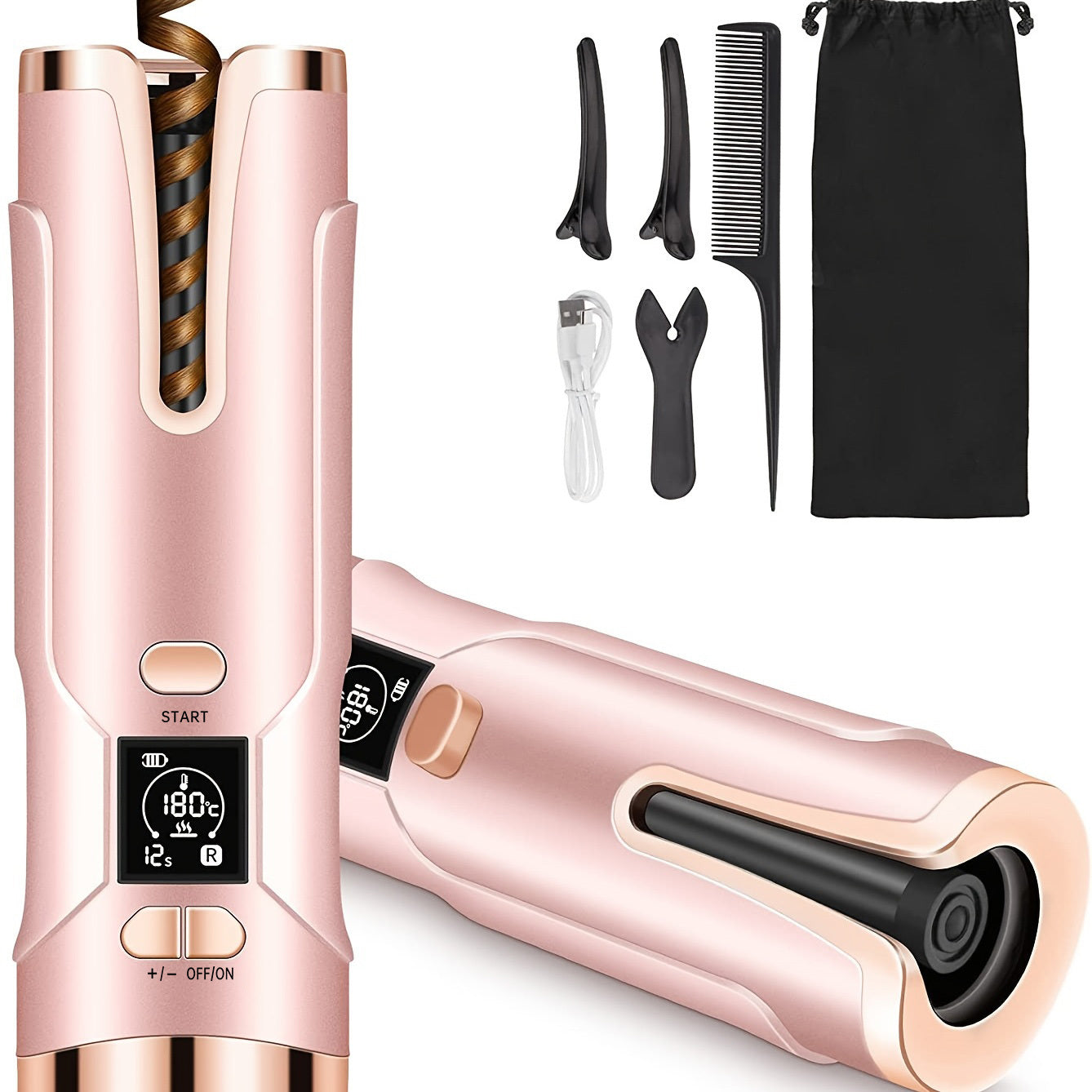 Wireless Automatic Hair Curler with LCD Screen - Ceramic Heating Wave Curling Tongs for Salon-Quality Styling at Home!