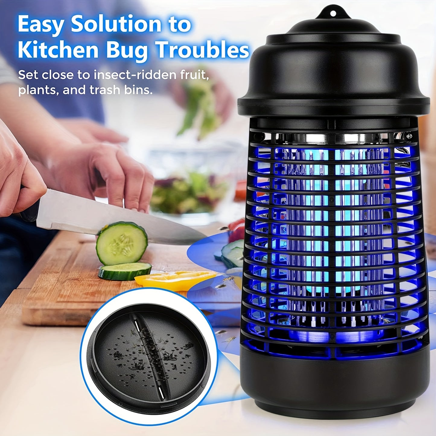 20W Electric Mosquito Zapper - Metal Grid, UV Light Fly Killer - Up To 1000sq. Ft Coverage - Waterproof - For Home, Patio, Garden, Kitchen