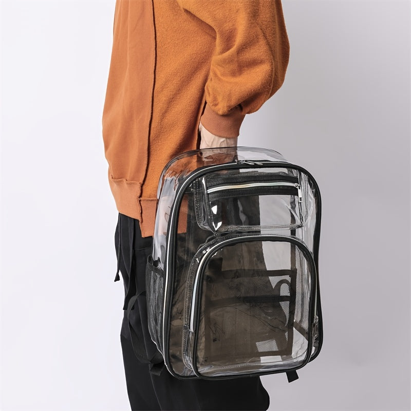 1pc Heavy Duty Clear Backpack: Perfect for School, Work, Stadiums, and Travel!