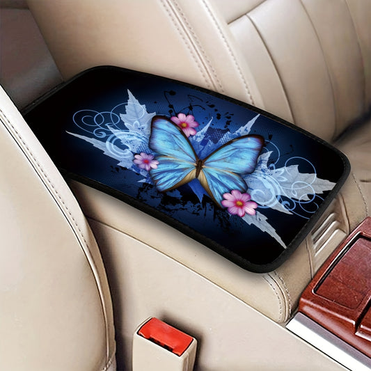 Alfombrilla para reposabrazos con estampado de mariposas azules, protector de caja para reposabrazos, cubierta para consola central, accesorios de decoración para coche 