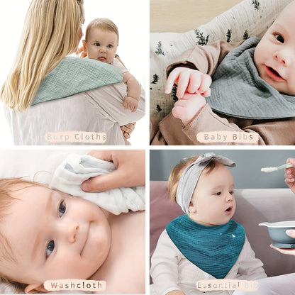 10-Pack Muslin Baby Bibs: 100% Cotton Drool Bibs for Unisex Boys & Girls - Perfect for Teething & Drooling!