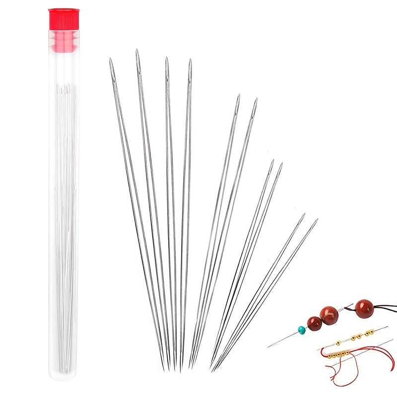 10 pieces Collapsible Beading Needles Set for Jewelry Making - 5 Sizes of Seed Beads Needles with Needle Bottle