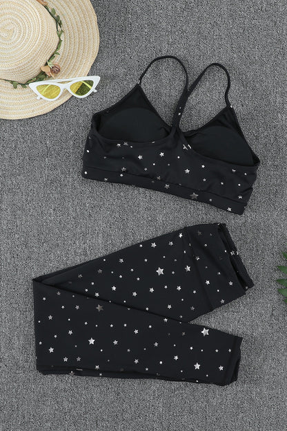 Star Print Sports Bra and Leggings Set