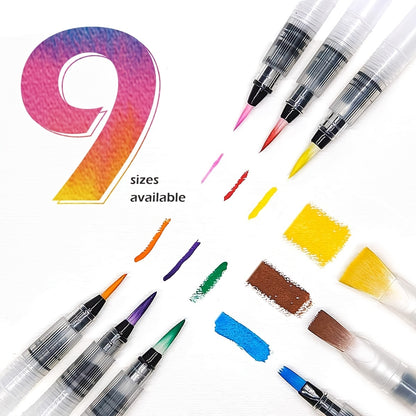 9pcs Watercolor Brush Pens Set: Start Creating Watercolor Art with These Colorful Pencils!