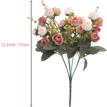 21-Head Mini Rose Bouquet - Perfect for Weddings, Offices & Decorating Home & Garden (Pink)