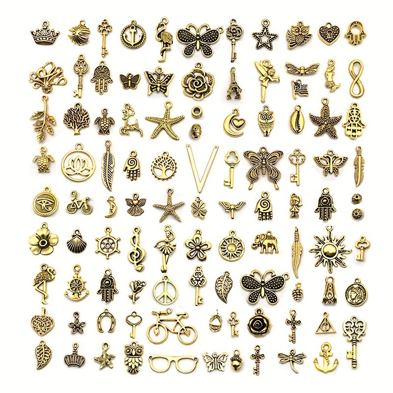 30pcs Metal Mixed Charms DIY Vintage Bracelet Pendant Necklace Accessories For Jewelry Making Findings