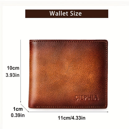 Anti-Theft Men's Leather Wallet with Multiple Card Slots and ID Holders