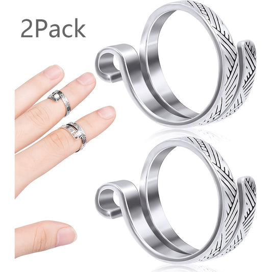 2 packs Adjustable Knitting and Crochet Loop Ring for Fingers - Metal Open Yarn Guide Finger Holders for Easy and Comfortable Knitting and Crochet