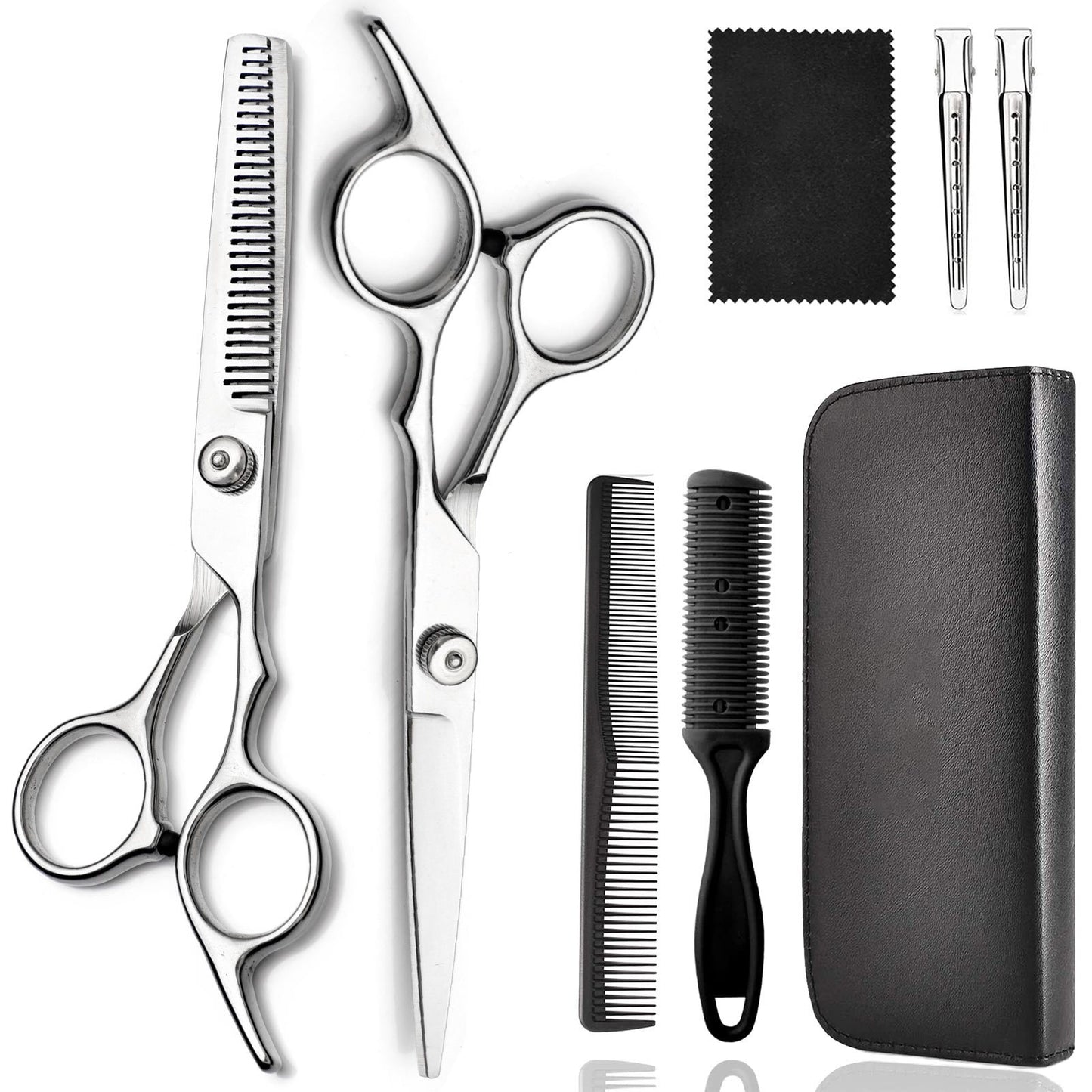 8-Piece Professional Hair Cutting Scissor Kit - Perfect for Barbers & Stylists - Thinning Shears, Hair Scissors, & More!