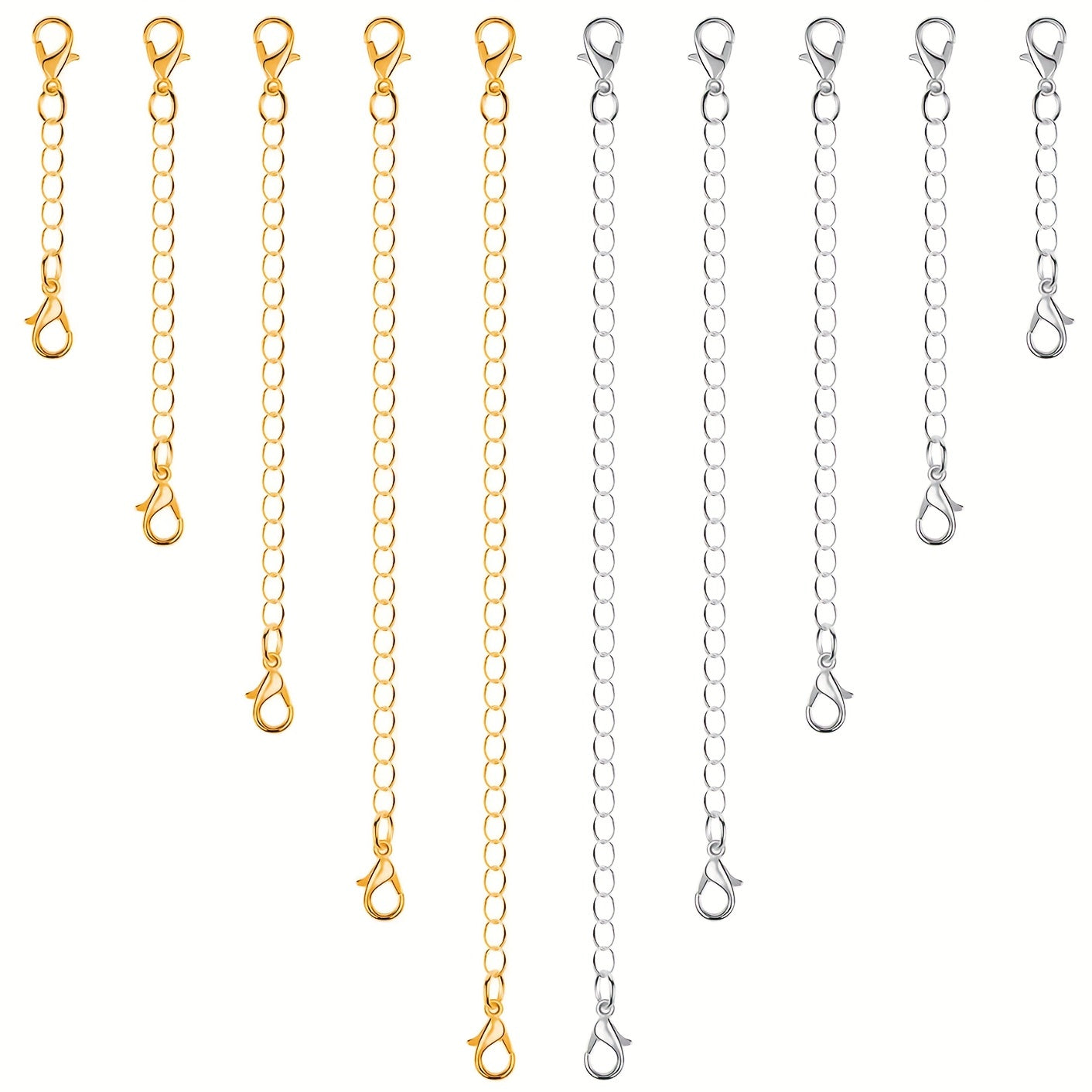 5/10Pcs Golden Silvery Stainless Steel Necklace Chain Extenders, Jewelry Extenders Chains For Necklaces Bracelets, Chain Extenders For Necklace, Bangles And Jewelry Making Chain Links