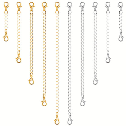 5/10Pcs Golden Silvery Stainless Steel Necklace Chain Extenders, Jewelry Extenders Chains For Necklaces Bracelets, Chain Extenders For Necklace, Bangles And Jewelry Making Chain Links