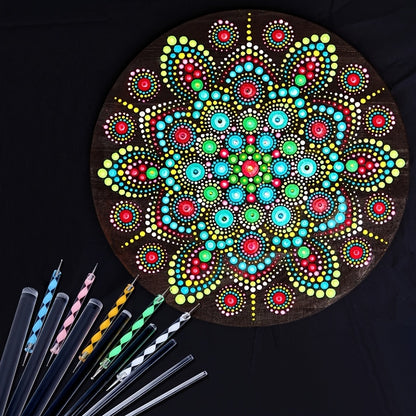 13pcs/Set Mandala Tool Rock Painting Kit - DIY Doodle & Drill Acrylic Stick Dotters for Creative Fun!