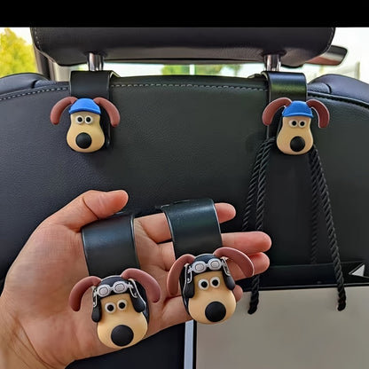 3D Cartoon Puppy Decoration Car Hook - Multi-Purpose Hanger for Seat Back Storage & More!