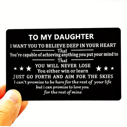 Wallet Insert Card Engraved Card For Daughter Son Grandson Granddaughter Gifts Aluminum Alloy Wallet Insert Card Love Note Cards