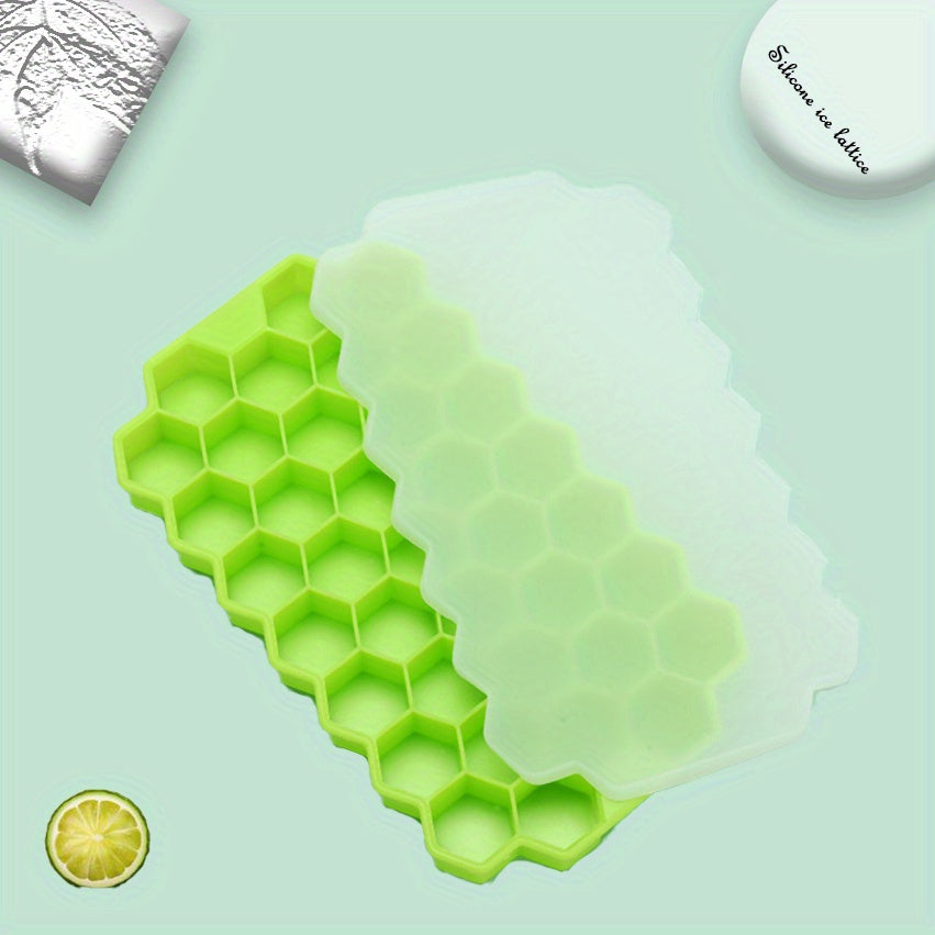 37 Lattice Food Grade Silicone Ice Cube Maker Mould With Lids - Easily Removable Mould for Ice Cream, Candy, Cocktails & More - BPA-FREE & Perfect for Parties!